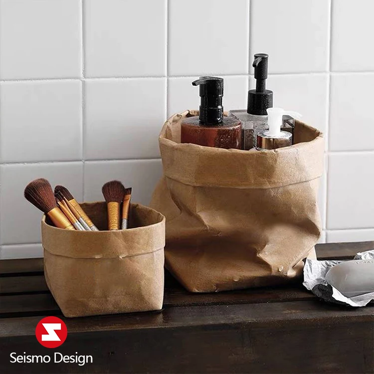 Seismo Packaging Custom Recyclable Paper Bags Waterproof Large Capacity Washable Kraft Paper Kitchen Storage Bag