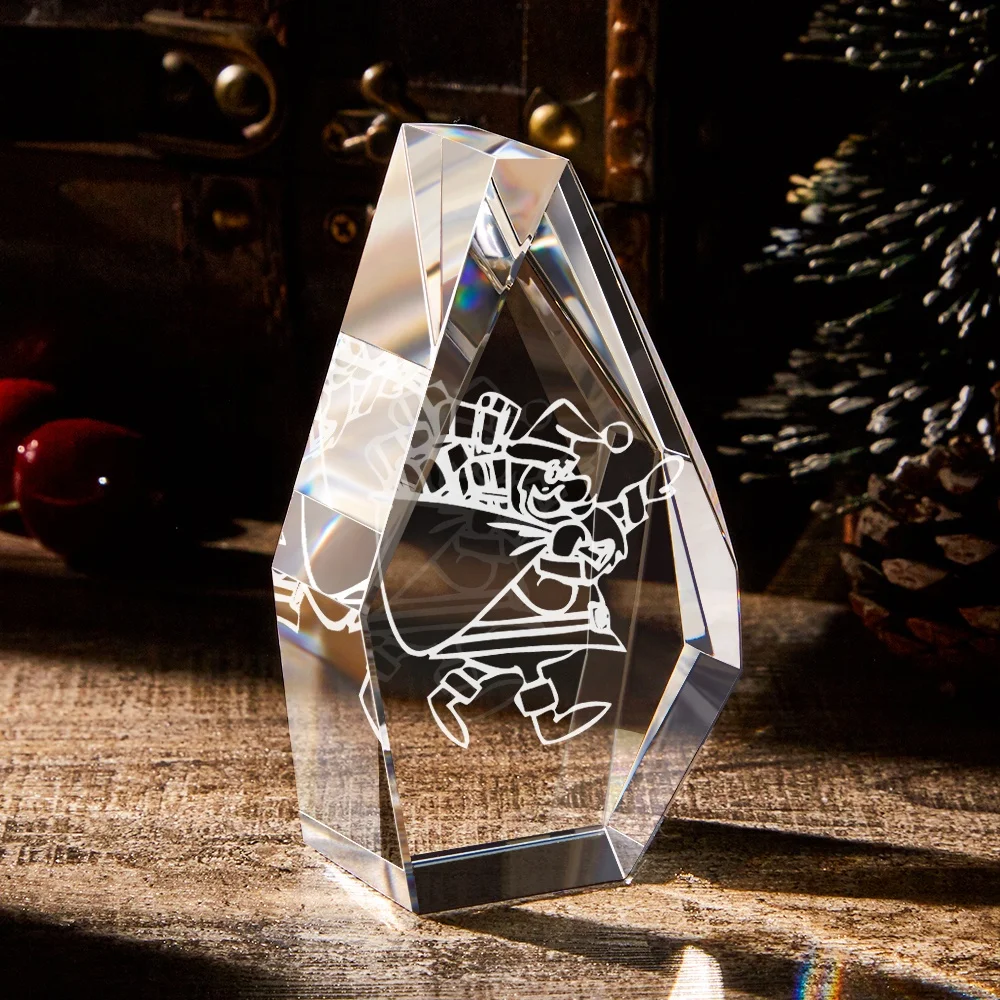 Luxury Christmas Decorations Santa Claus Glass Crystal Laser Christmas Table Decoration