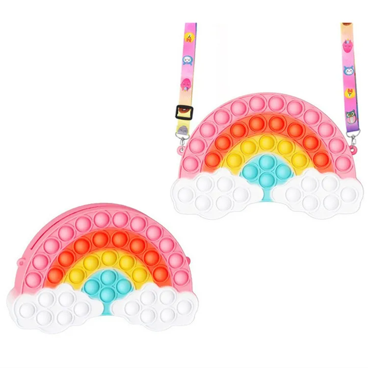 2022 New Fashion Little Girls Silicone Jelly Shoulder Bags for Kids Girls Gift Rainbow Coin Purse