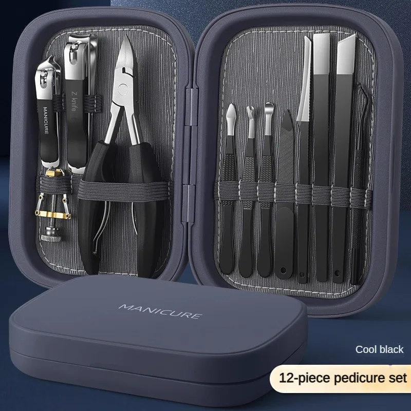 Nail Tools Full Set of High-end Stainless Steel Pincers Manicure Pedicure Knife 12-piece Clippers