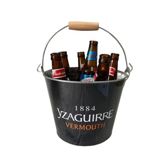 5L Galvanized Ice Bucket Wine Cooler ICE Metal Bucket With Handle