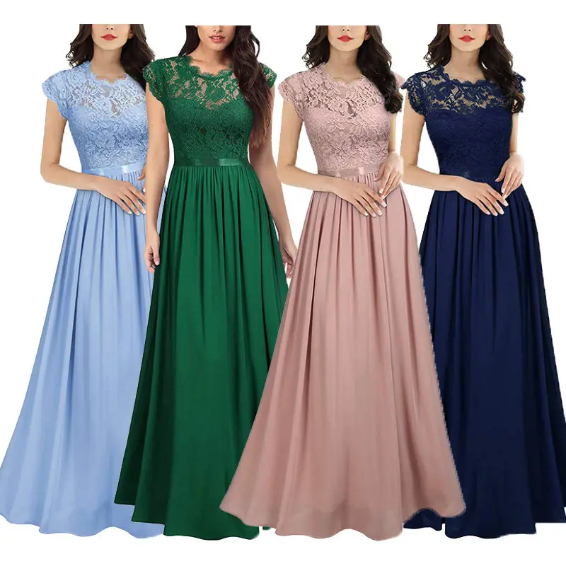 Custom Logo Oem High Quality Woman Evening Prom Dresses Maxi short Sleeve Evening Dress women Maxi casual Dresses