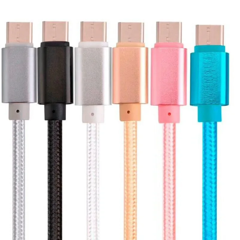 Heavy Nylon Net Charger Data Cable for USB C Android Micro USB iPhone