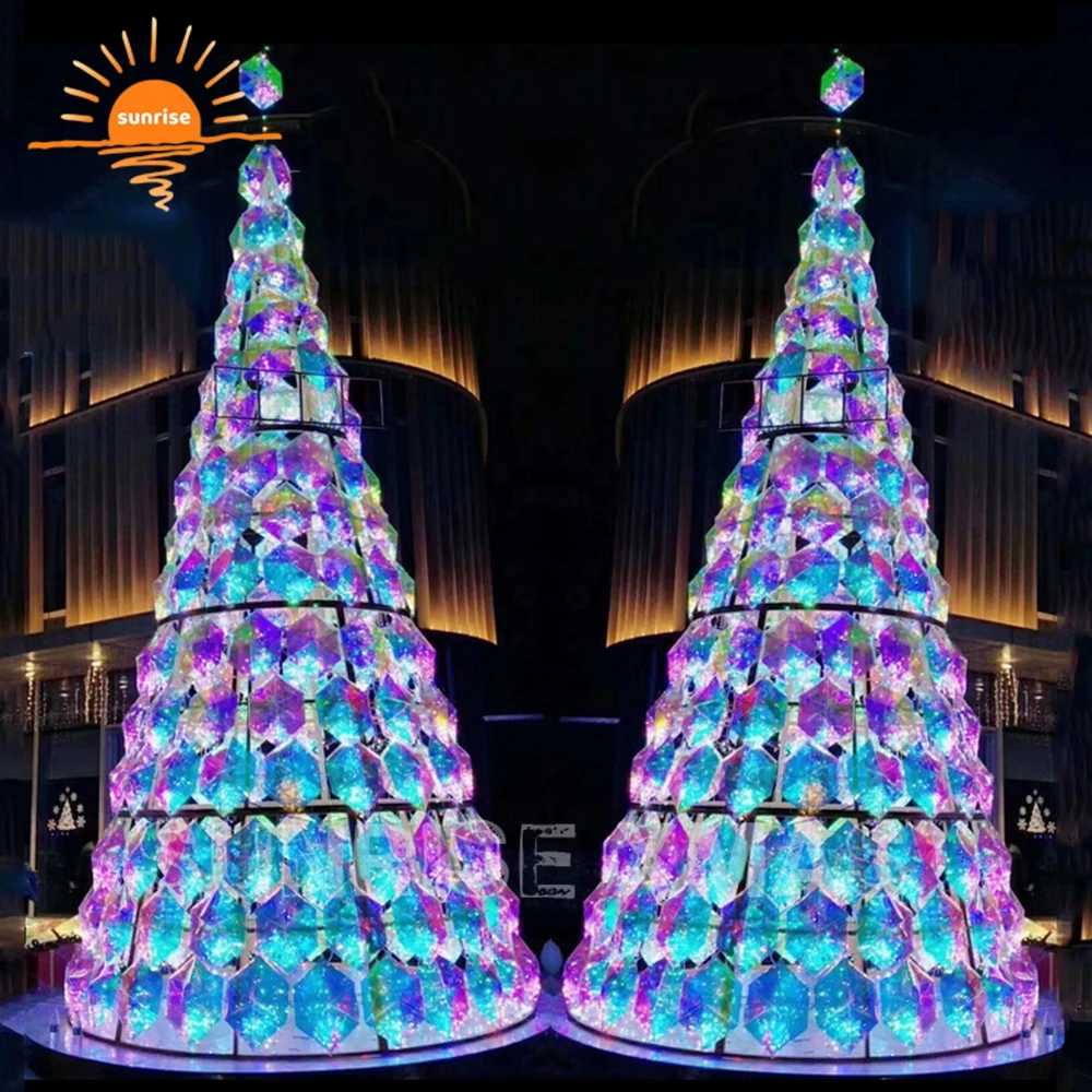 Frame Artificial Giant Christmas Tree Ornament Decoration 6meter Metal Sunrise Steel Frame and LED Light Large Xmas Tree CN;ZHE