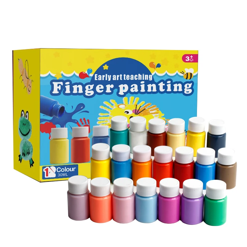 Набор для творчества, нетоксичные безопасные акриловые краски на 12 пальцев, Детские краски на пальцы