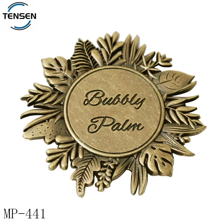Antique brass furniture plate round logos self adhesive enamel name door number label badge with sticker