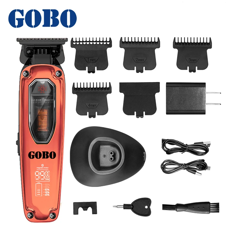 GOBO  Mini Clippers Magnetic Trimmer Groomer Cordless Self-Haircut Kit Styling Shears DLC blade