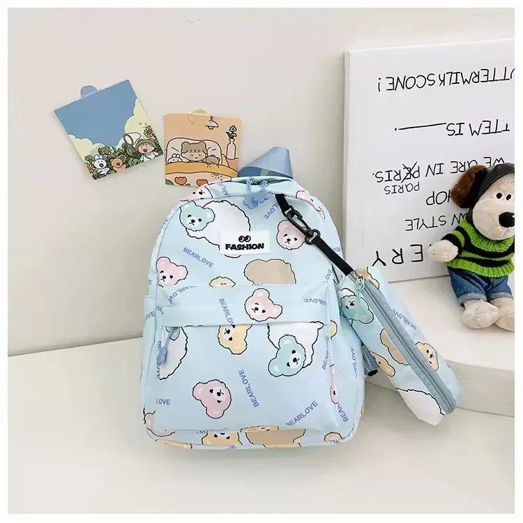 Korean version of ins cute cartoon bear girls backpack bags boys soft high quality school bag for age 6 to 12 years