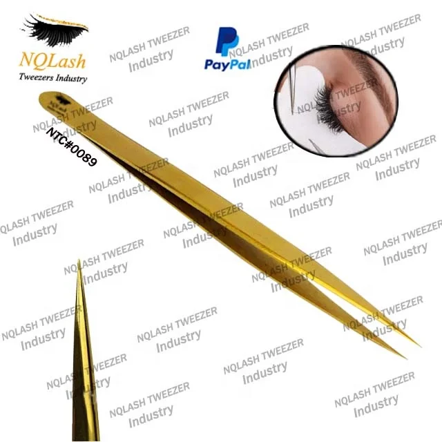 High Quality Eyelash Extension Tweezers / Hot New Design Titanium Gold Color Eyelash Extension Tweezers NQLASH Tweezers