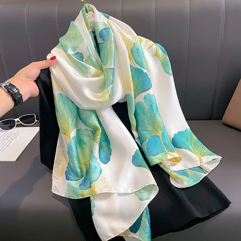 Wholesale Silk Feeling Shawls Muslim Hijabs Latest Design 90*180cm Elegant printed satin  Scarf for Women