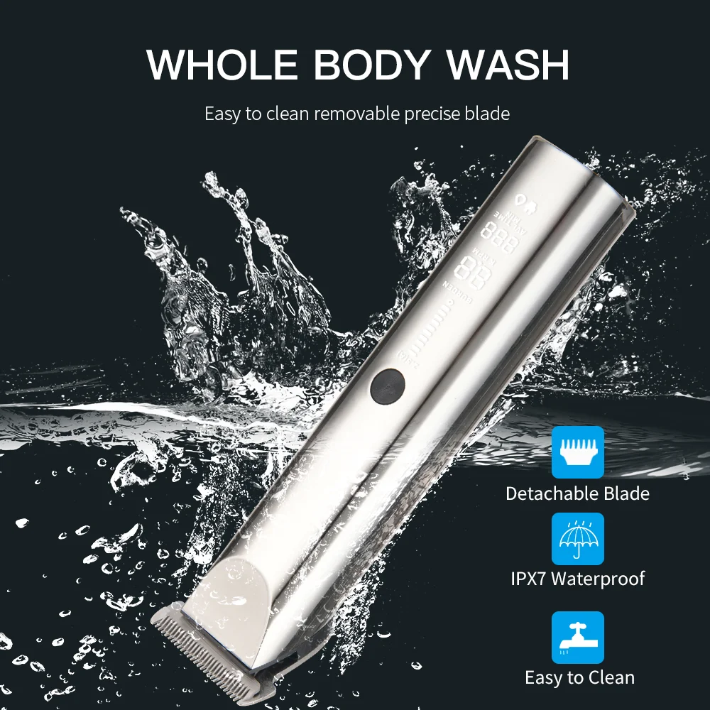 PRITECH Ultra-thin blade IPX7 waterproof Professional Cordless Barber Trimmer Electric Rechargeable Hair Clipper