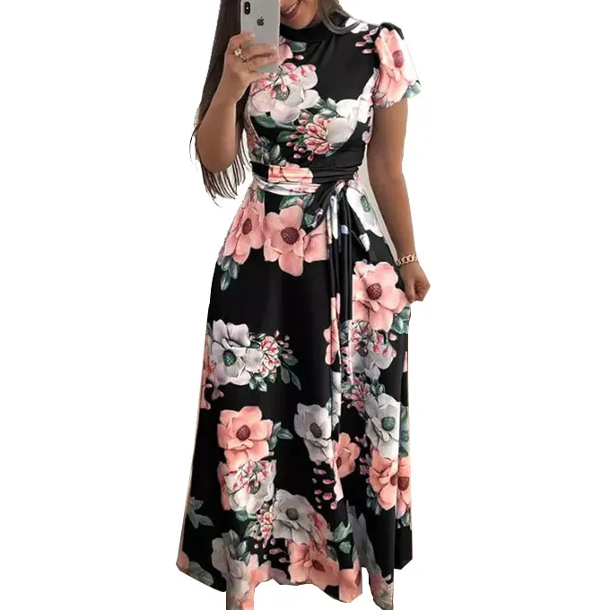 
Womens clothes Spring and summer Plus Size Boho Vintage Loose Oversized Slit Long cotton linen Striped Maxi Casual Dresses 