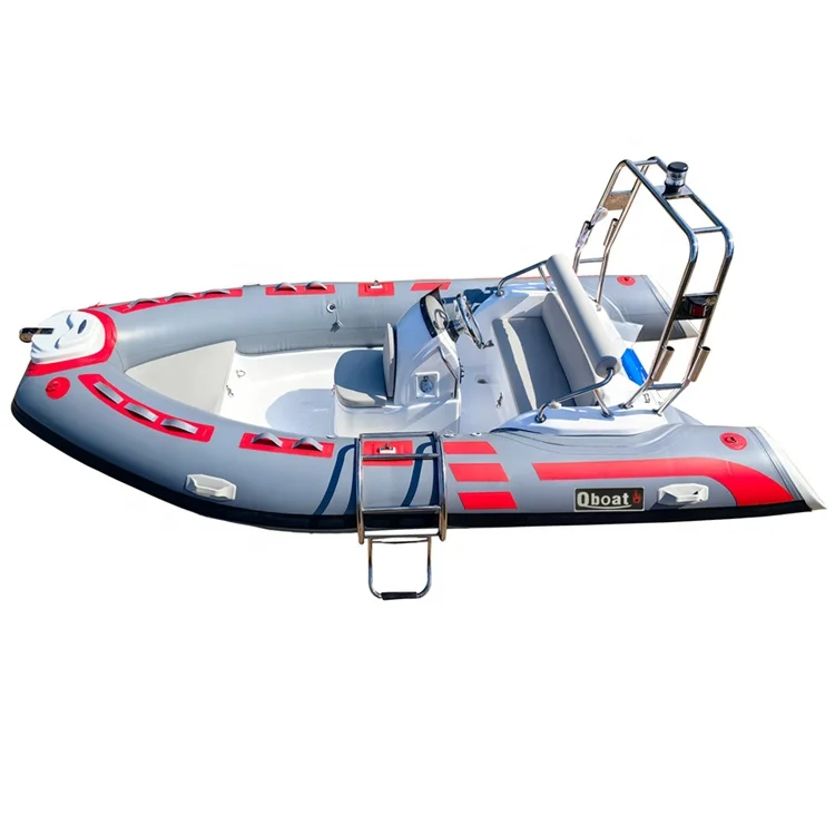 2024 CE Certified 14FT Inflatable Fishing Boat 5 Person Sailing Yacht with Outboard Engine Fiberglass and PVC Hull Material