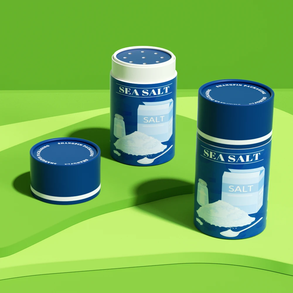 Biodegradable Cardboard Powder Container Paper Tube Cylinder CMYK Printing Salt Packaging Tube With Shaker Sifter