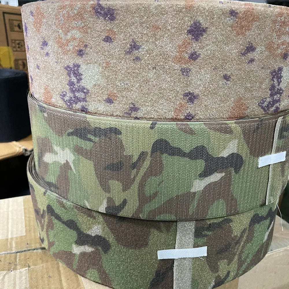Camouflage Webbing Sew on Hook and Loop Tape Non-Adhesive Multicam Beige/Gray/Olive Drab Outdoor Clothes Backpack DIY