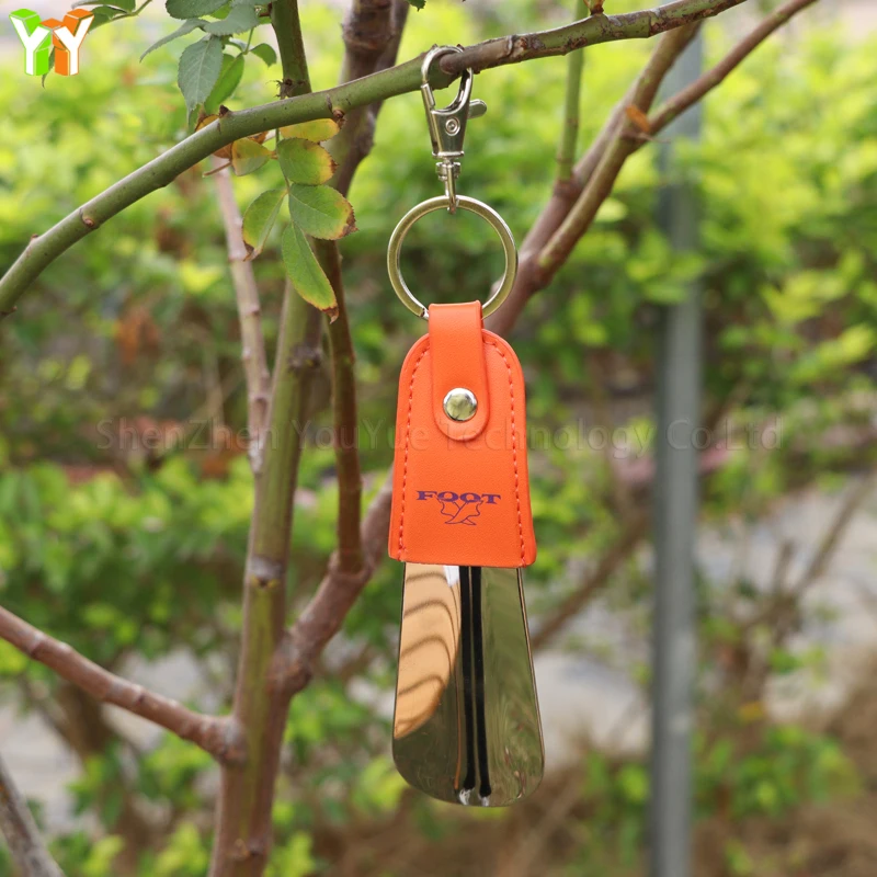 Ready Stock Leather Shoe Lifter Shoehorn Pocket Shoehorn Shoe Horn for Kids Men Women with key ring for outside Travel