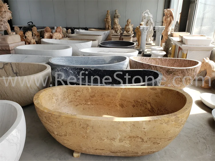 Hot sale design antique natural white marble stone bathtub