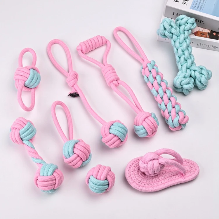 Wholesale Pink Eco- Friendly Soft Latex Dog Toy Pet Training Toys Dog Rope and TugToys