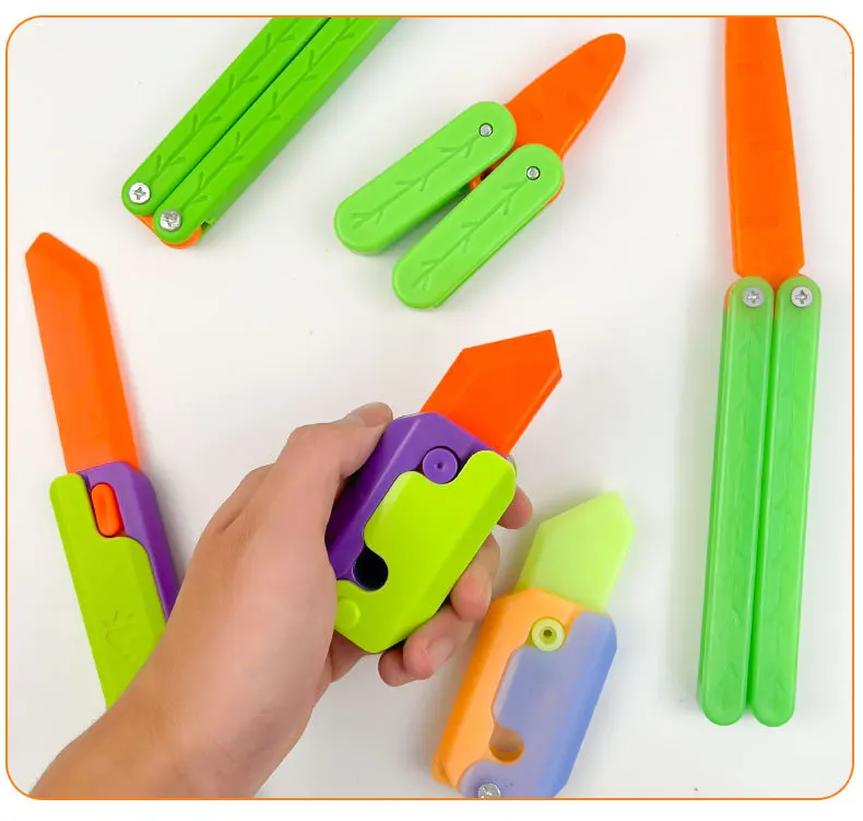 Carrot Butterfly Knife Radish Knife Gravity Glow-in-the-Dark Radish Knife Decompression Small Toy