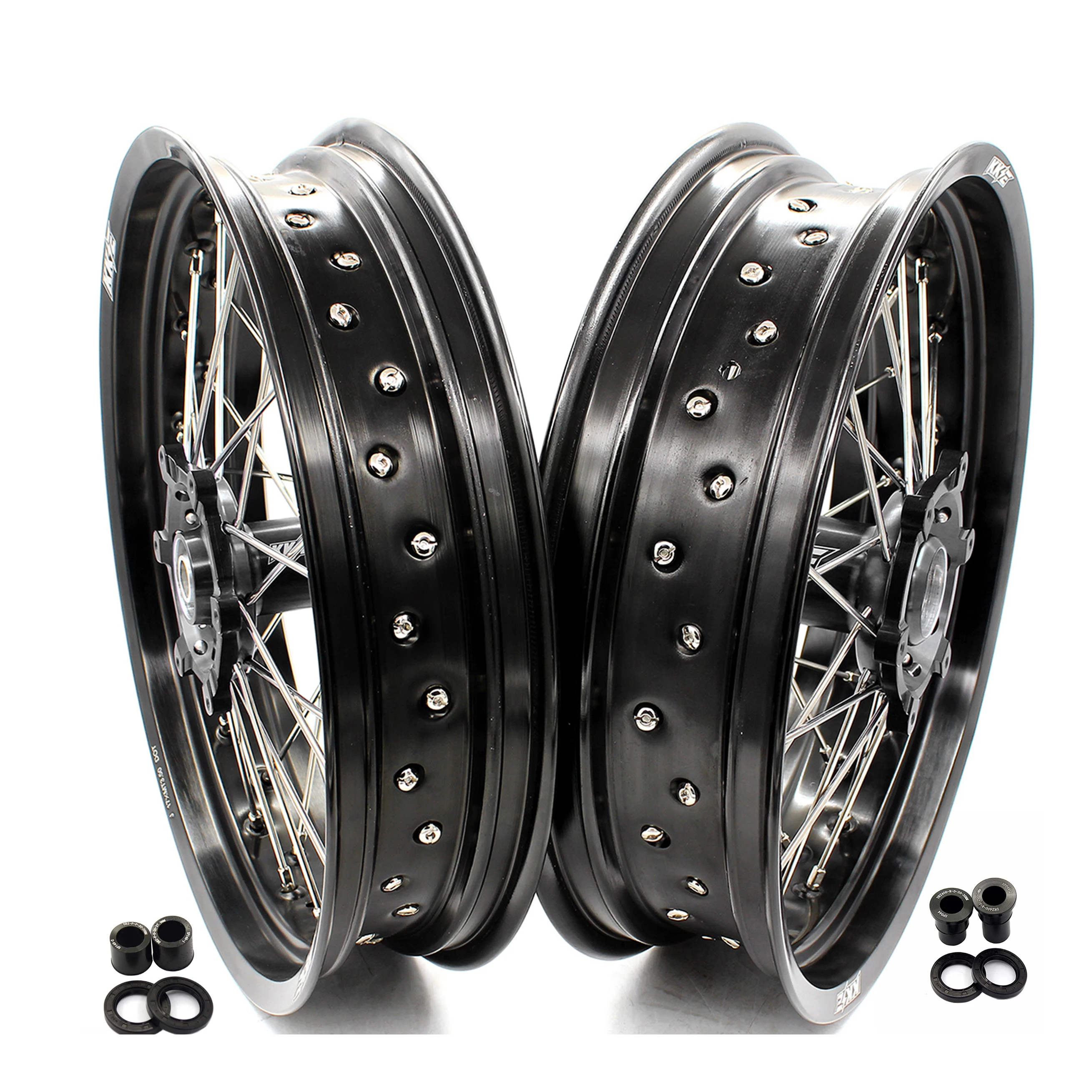 KKE 3 5/4 25*17 комплект колес Supermotard совместимых с SUZUKI DRZ400 DRZ400E DRZ400S 2000-2021 DRZ400SM черный