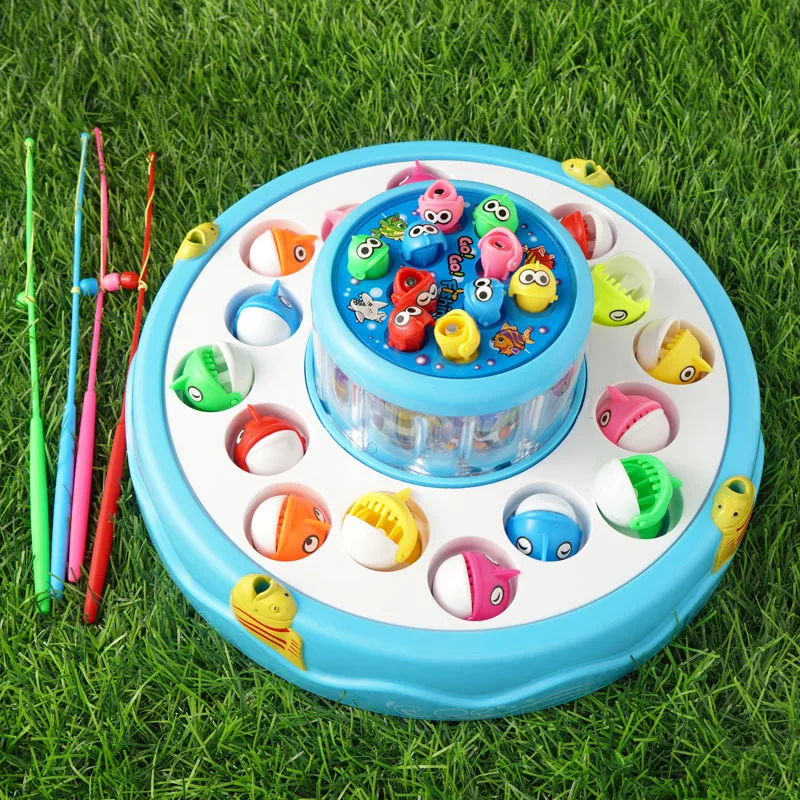 Настраиваемые детские пластиковые игры, электрические 26 рыб, Двухуровневая рыболовная игрушка с музыкой, рыболовная игра для ребенка, подарок, форма торта