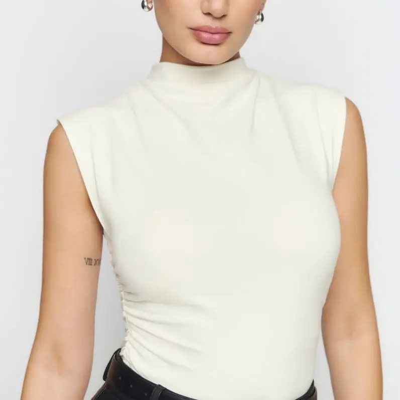 OEM103 Custom High Quality White Casual Cotton Tank Top Sleeveless T-Shirt For Women