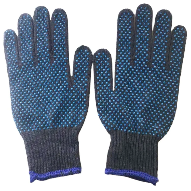 Wholesale Labor Protection Red Knitted Cotton Safety Glove With PVC Dots Seamless Yarn Knitted Personal Protective Equipments