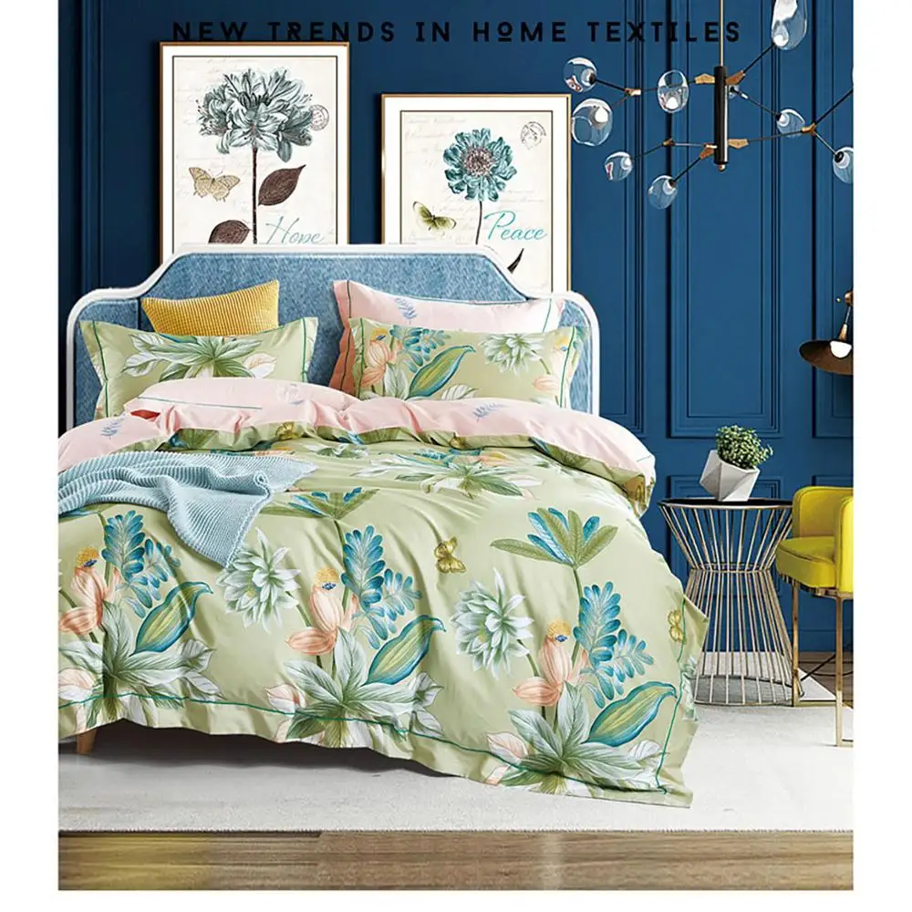 
high quality cotton bedding sets Hawaii style printing for bed linen 