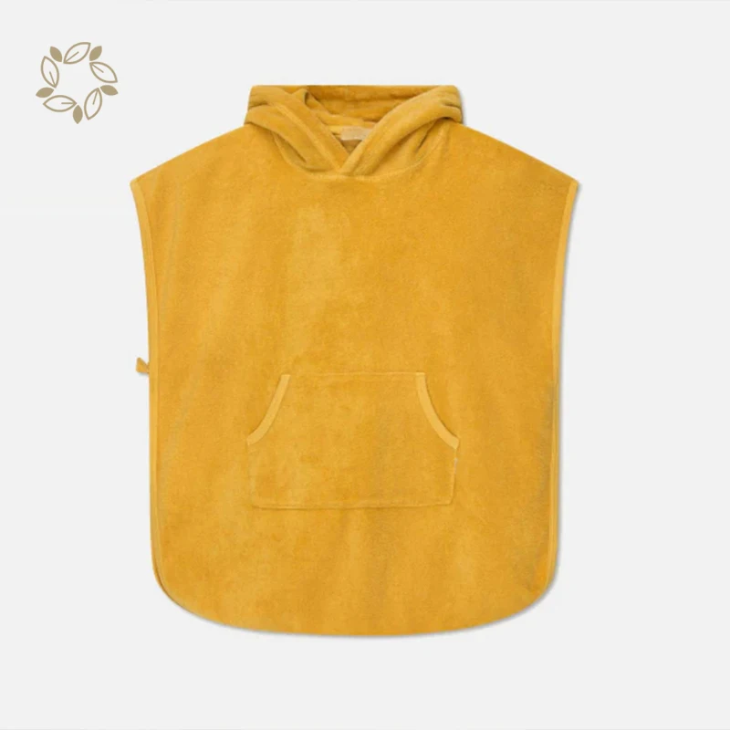 100% Organic cotton kids beach cover up terry towelling sustainable kids beach poncho eco friendly baby beach poncho