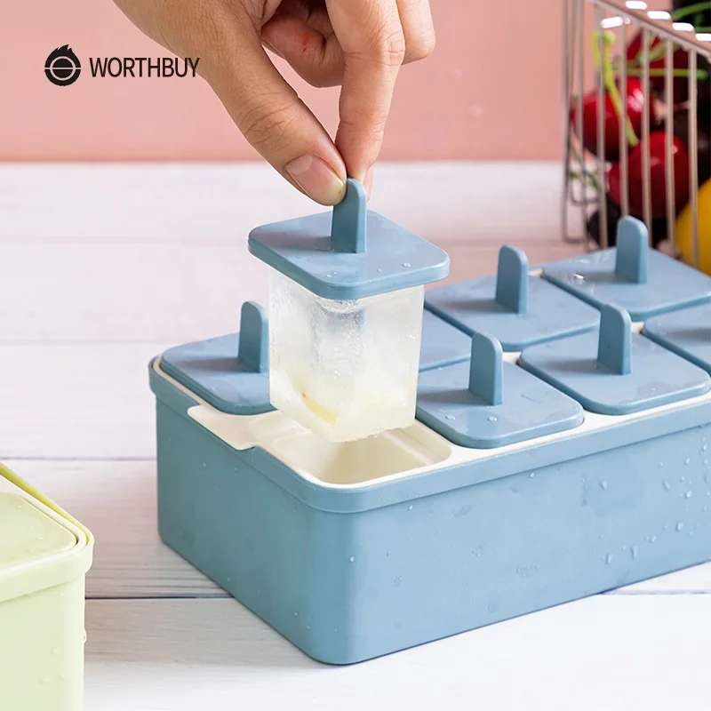 WORTHBUY Ice Cream DIY Pop Mould Easy Release Ice Cube Jelly Maker Plastic Popsicle Mold Kitchen Accessories