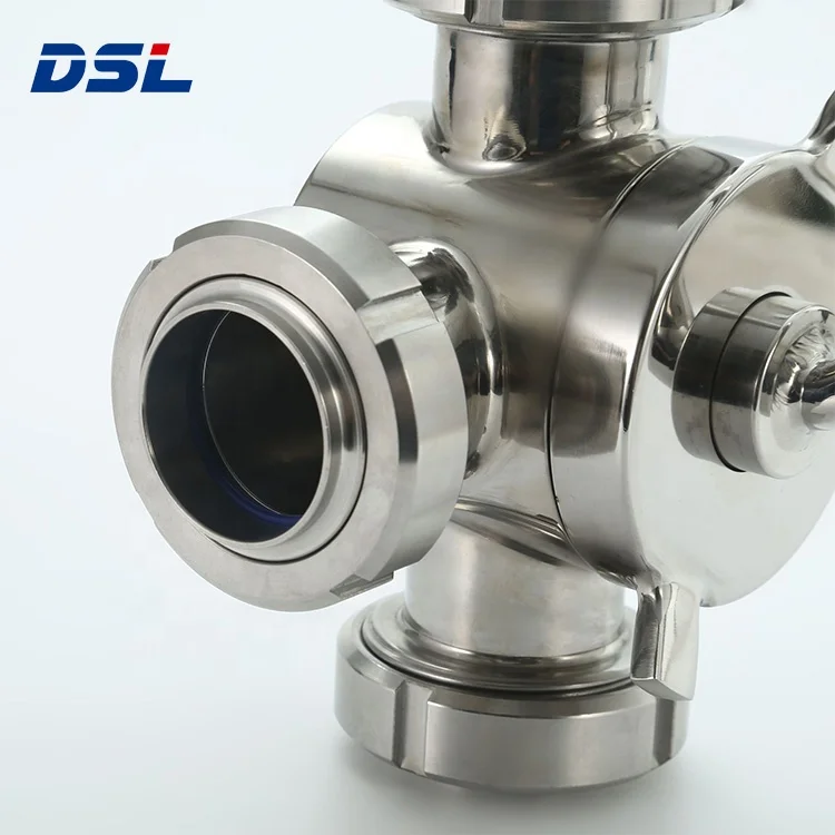 Sanitary plug valve 3-way clamped/thread/weld stainless steel three way plug stock cock valve