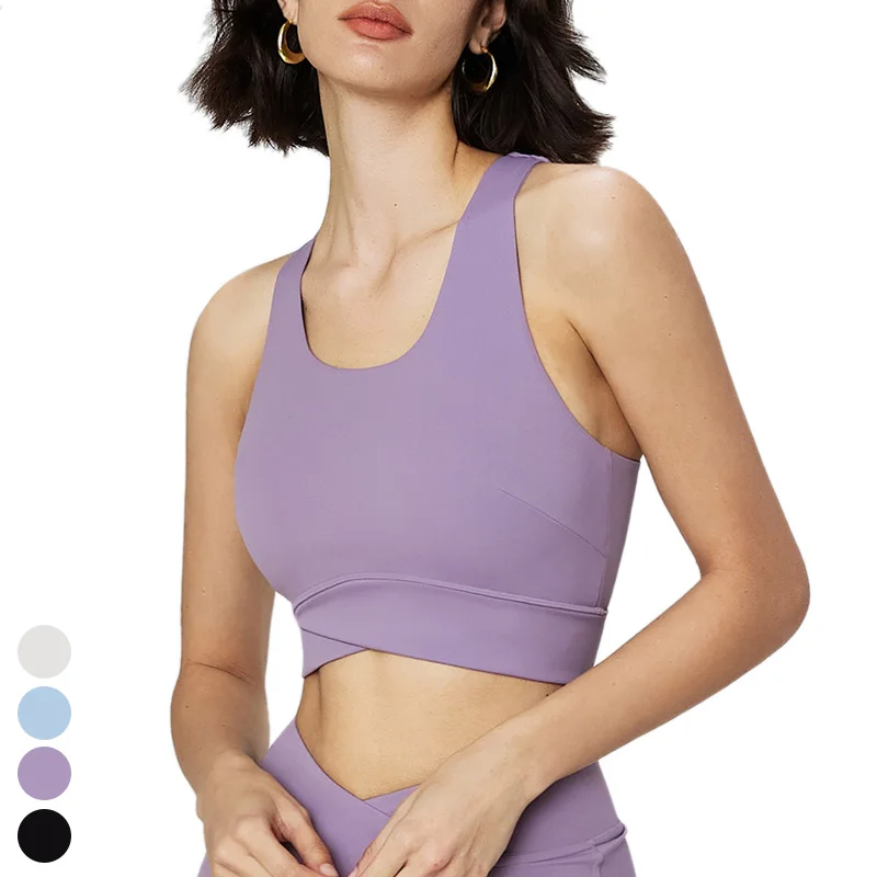 Removable Pad Racerback Sports Bra Custom Logo Sportswear Medium Support Workout Bras Gym Fitness Tank Top Yoga Sports Bra Women