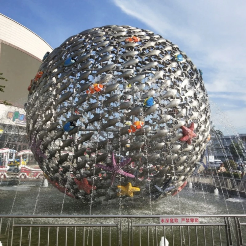 Outdoor annulus water fountain statue stainless steel ring water fountain sculpture