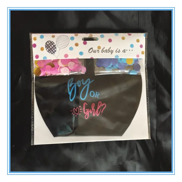 LEMON 36 Inch Baby Gender Reveal Big Black Balloons with Pink and Blue Heart Shape Confetti Packs for Boy or Girl Party Supplies