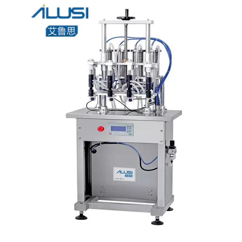 AILUSI vertical 4 Nozzles Small Dropper Eau De Cologne Mosquito liquid Beverage Perfume Liquid Vacuum Filling Machine