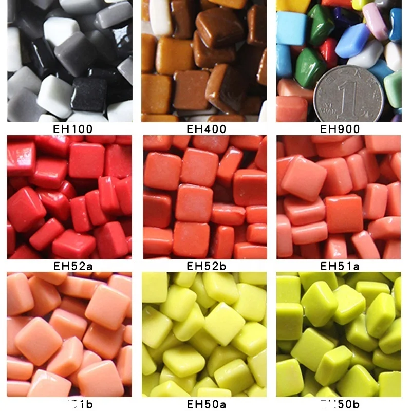 1.2cmx1.2cm Colour Square Shape Recycle Glass Mosaic, Loose DIY Mosaic Art Hobbies Craft Material