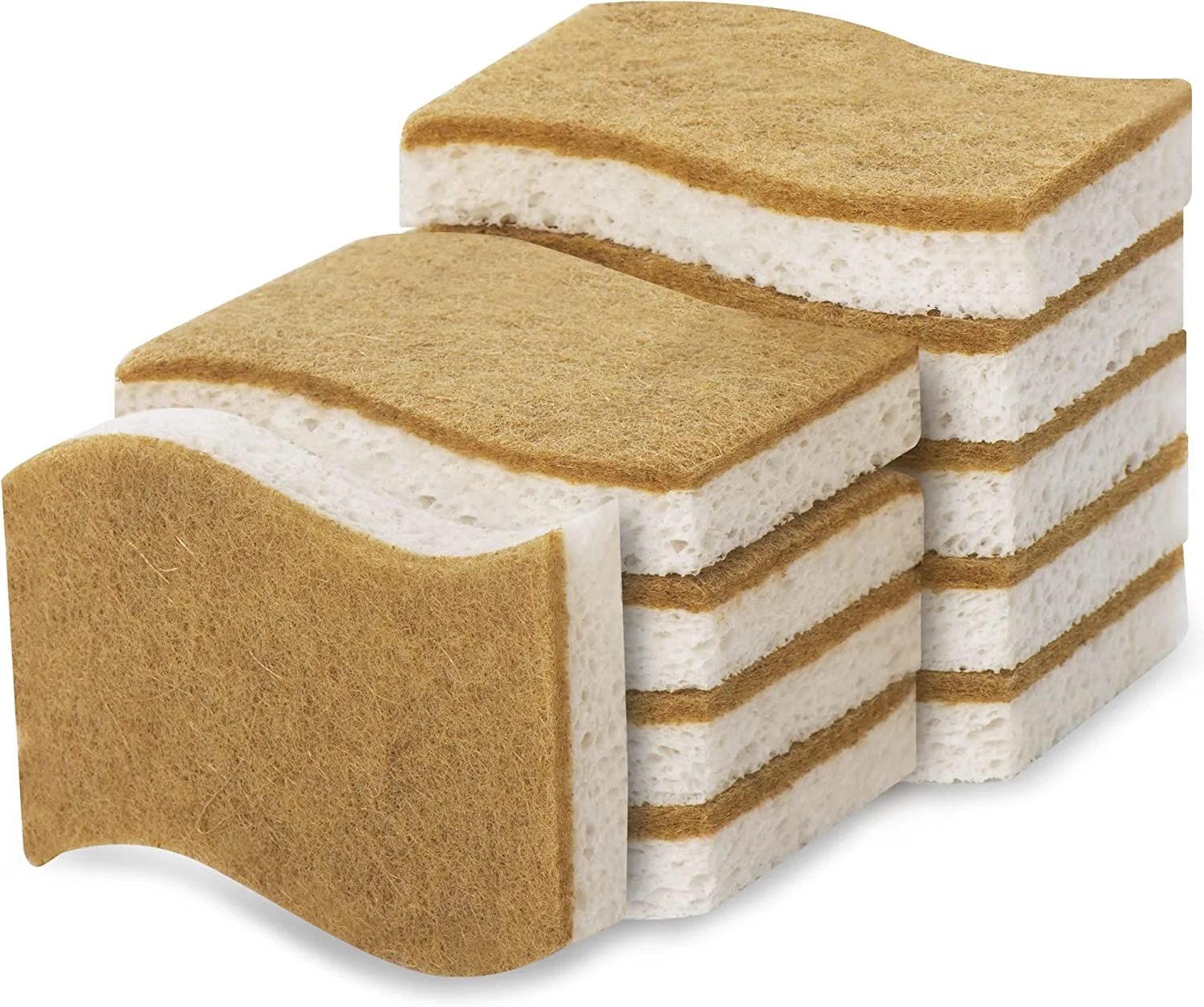Reusable Natural Sponges-10 Pack Eco Friendly Non-Scratch Scrub Sponge for Kitchen Biodegradable Plant Based Scrubber Sponges