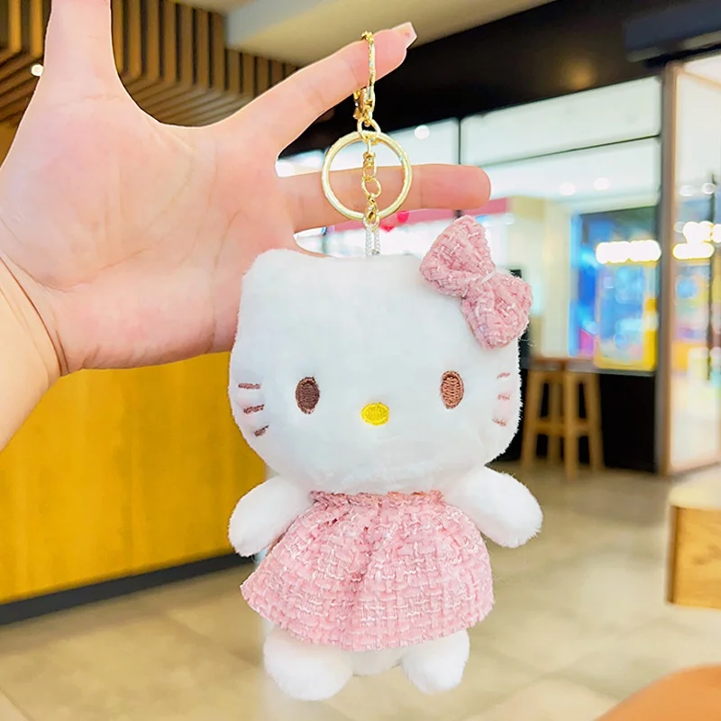 Custom New Arrival Cartoon Promotional Hello Kt Kawaii Plush Keychains Plush Doll Soft Cat Plush Keychains