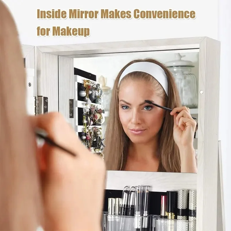 Jewelry cabinet PHOENIX HOME Online Shops white rotating wooden jewelry bedroom storage cabinet for home