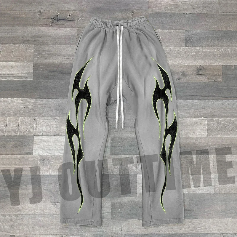 Custom Sun Faded Jogging Bell Bottom Pants Bootcut Oversized Cotton French Terry Acid Wash Flared Sweatpants