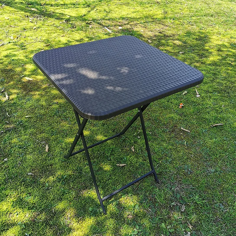 Luxury Outdoor Rattan Garden Dining Small Set Cube Coffee Table Black Folding Square Table