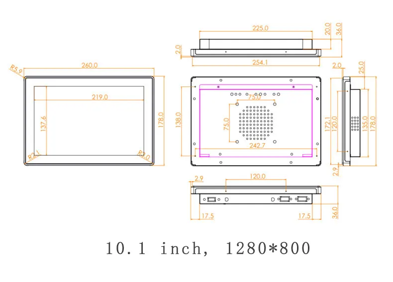 
Embedded high brightness 10 inch 1280 x 800 IPS Industrial Android All in one Tablet 