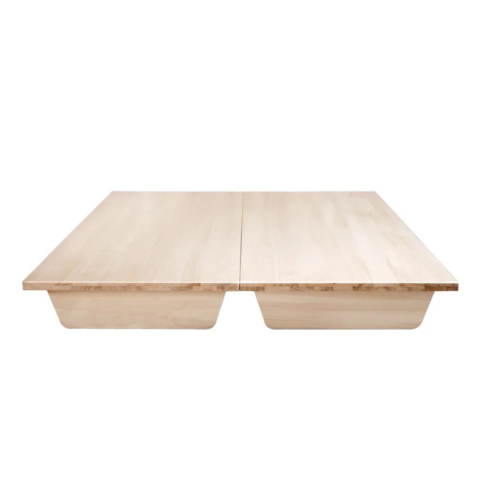 Hot Selling Solid Wood Bed Japanese Style Wooden Bed Frame Lightweight White Poplar Wood Double Bed Frame 5Ft for Bedroom
