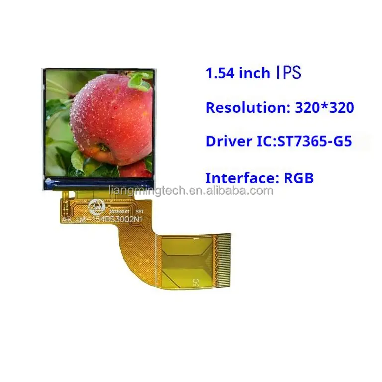 High Performance 1.54inch Full Color TFT Display Panel 320X320 Resolution IPS LCD Module with LVDS Interface