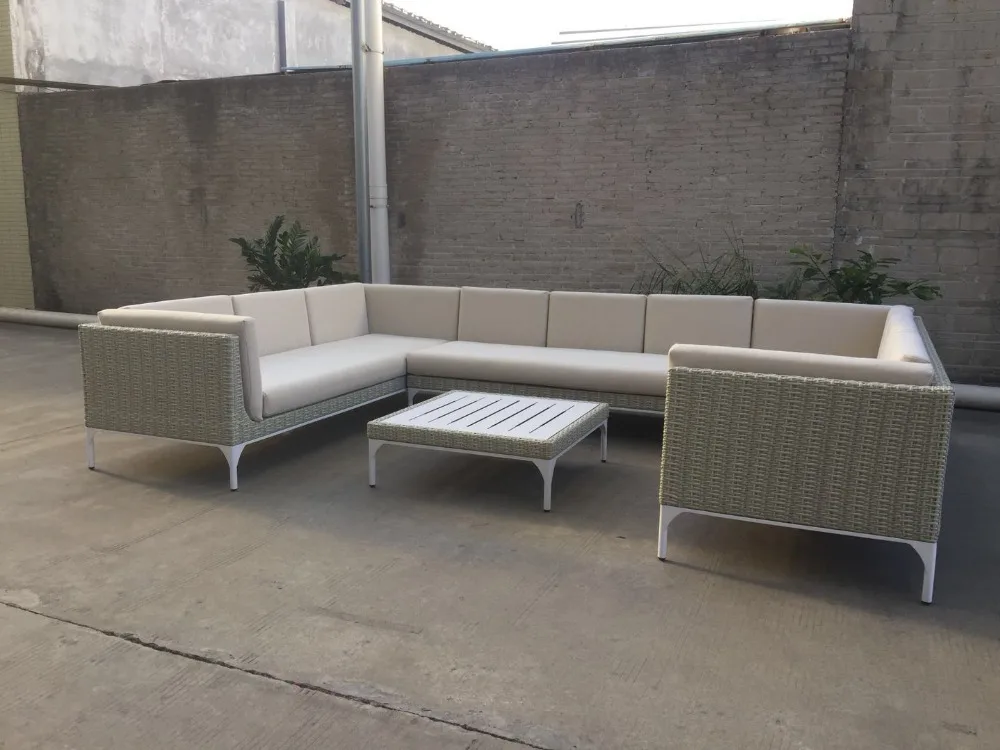 Outdoor Furniture 4 Seaters Synthetic Rattan Wicker Garden Sofa Armrest Sofa