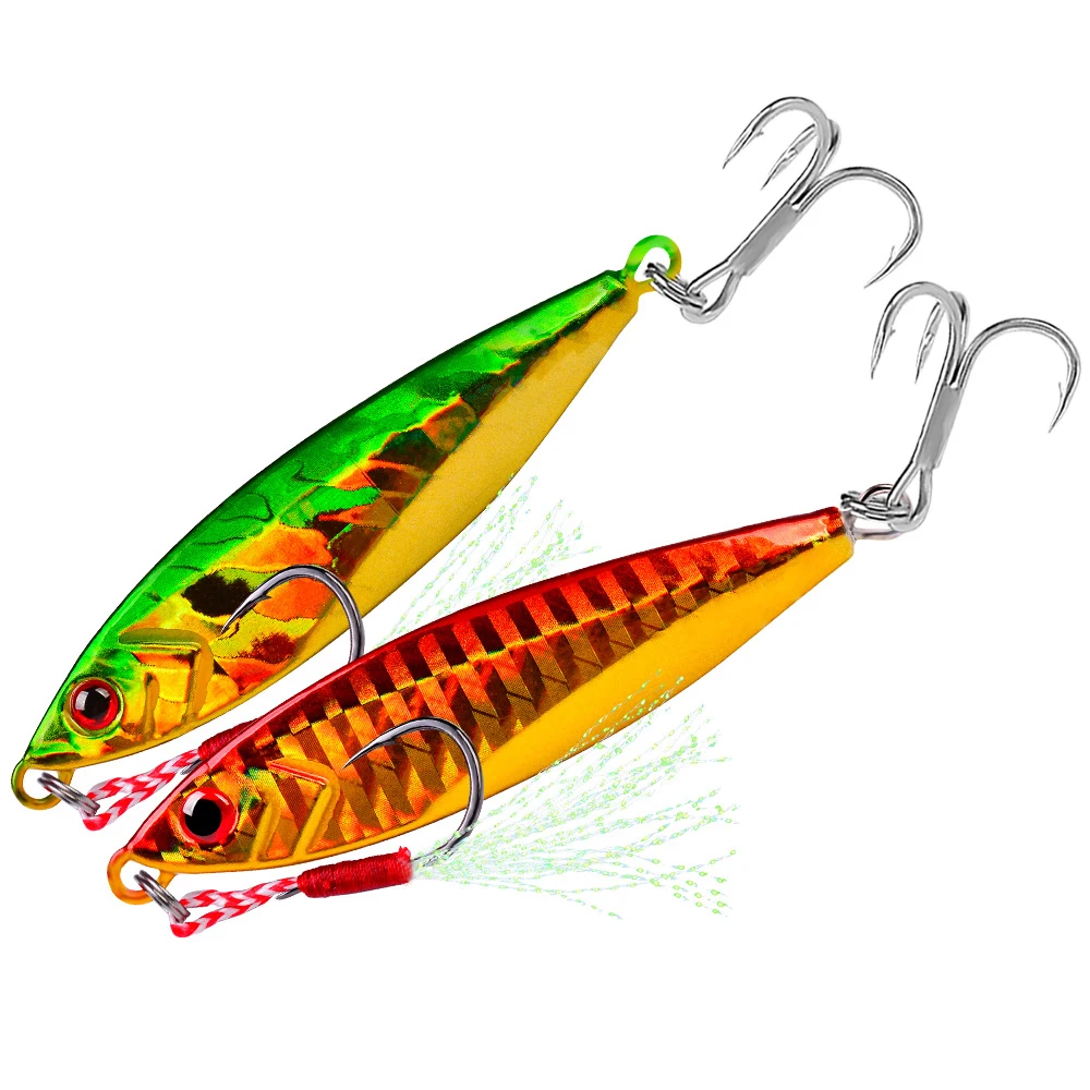 Isca Artificial Fishing Lure Metal Slow Pitch Jig Lure 14g 21g 30g Spinner Bait Buzzbait Casting Vertical Jigging Lure Saltwater