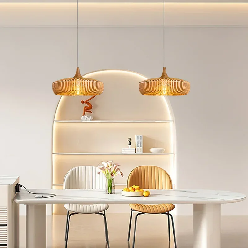 SANDYHA Retro Log Restaurant Chandeliers Art Wooden Designer Led Lamp for Bedroom Dining Table Home Decor Lighting Fixtures