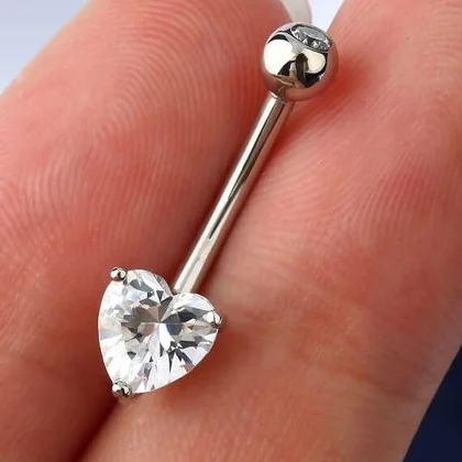 Calendo Hot Sale Titanium Navel Ring Prong CZ Crystal Belly Button Ring Piercing Jewelry for Woman