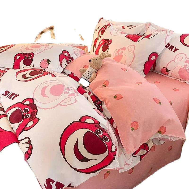 OEM factory custom washed cotton pure bedding set simple dormitory home bed sheets quilt cover sets