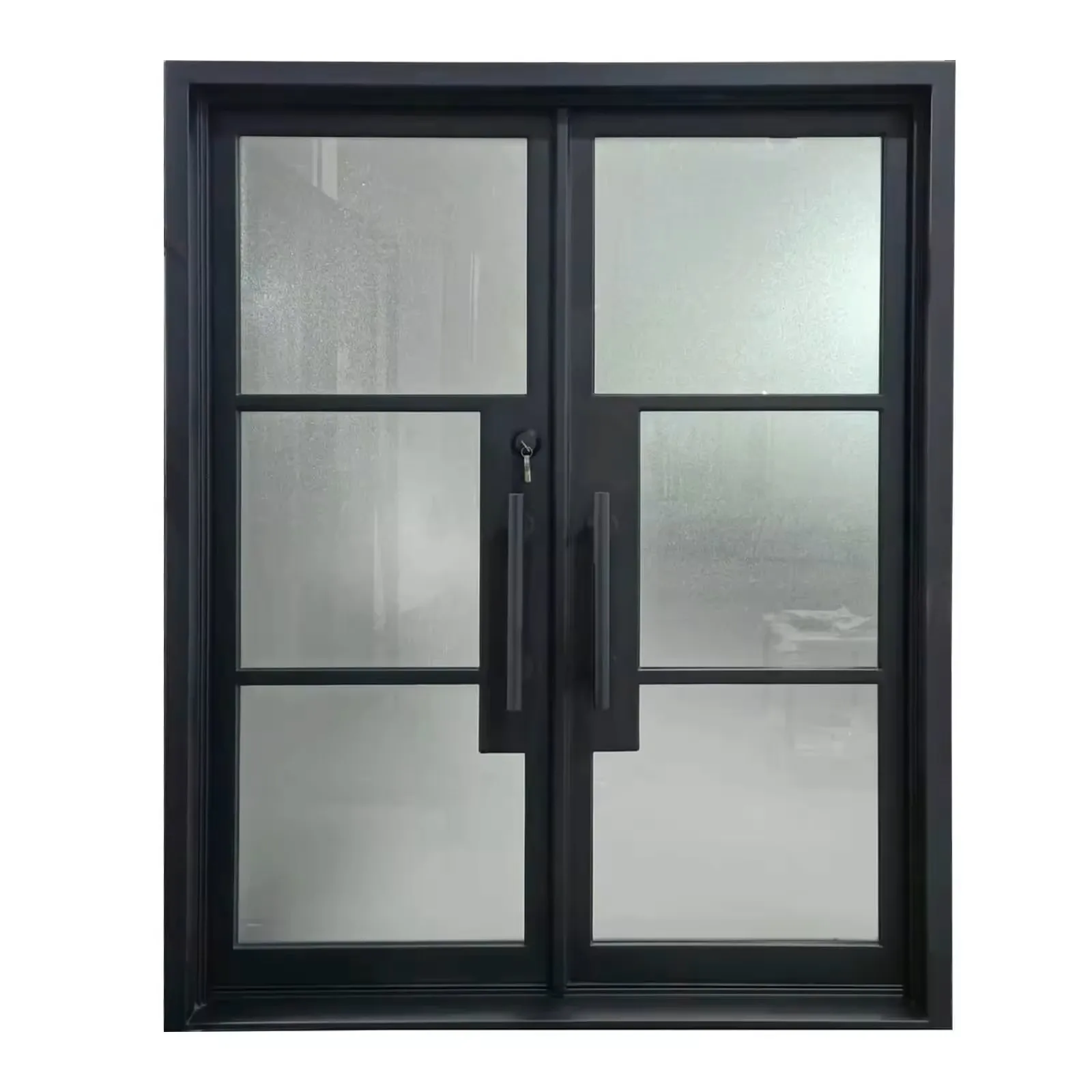Custom safety entrance special glass wrought iron exterior door